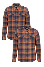 Trace Mens Flannel Shirt Multipack UNBOXED ORANGE