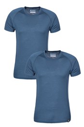 Lot de t-shirts en laine mérinos Summit pour homme Bleu Marine
