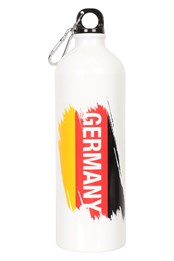 Flasche mit Karabiner, metallic, 1 L, mit Aufschrift Deutschland Weiss