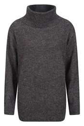 Pull en tricot à col montant pour femme Gris