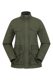 Utility chaqueta con forro de sherpa para mujer Caqui