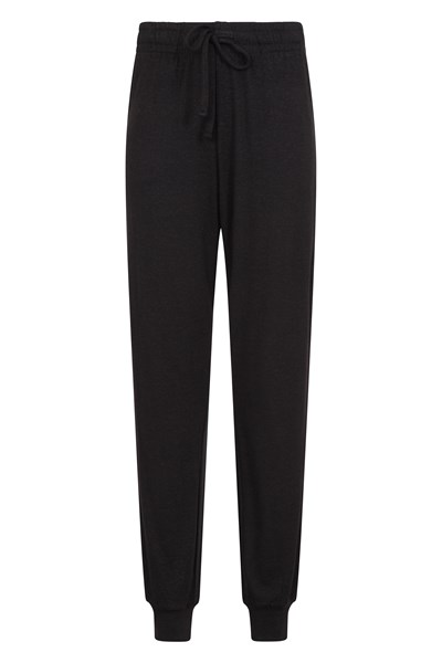Womens Knitted Loungewear Tapered Pants - Black