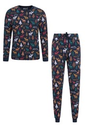 Bedrucktes Pyjama-Set für Herren Marine