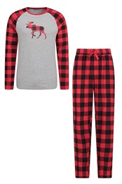 Bedrucktes, gewebtes Pyjama-Set für Herren Rot
