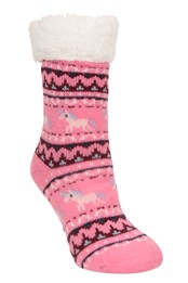 Kids Unicorn Slipper Socks Pink