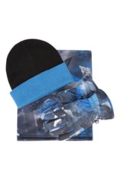 Kids Printed Winter Accessories Set Blue