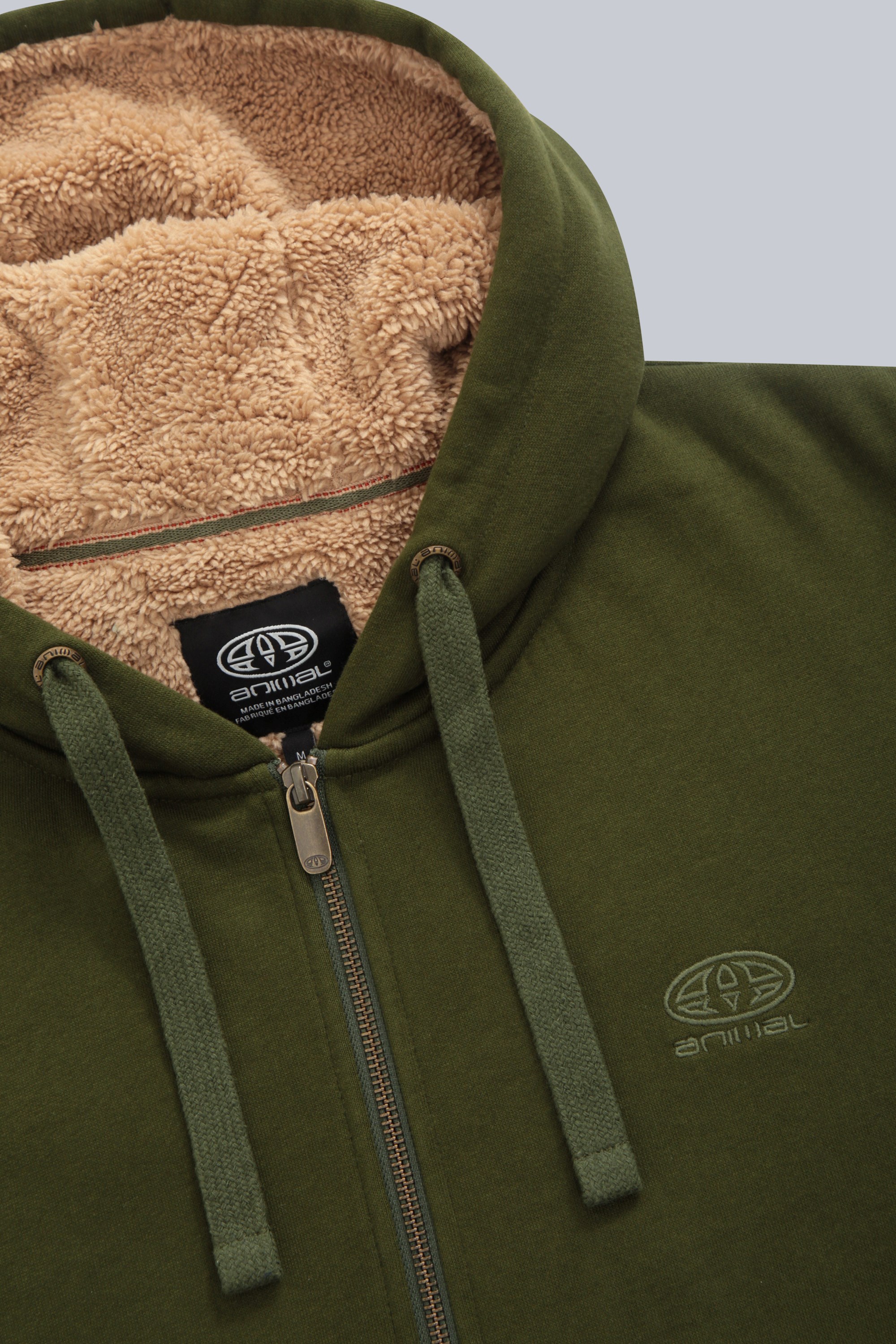Animal Samuel Mens Organic Hoodie Recycled Sherpa Lined Casual