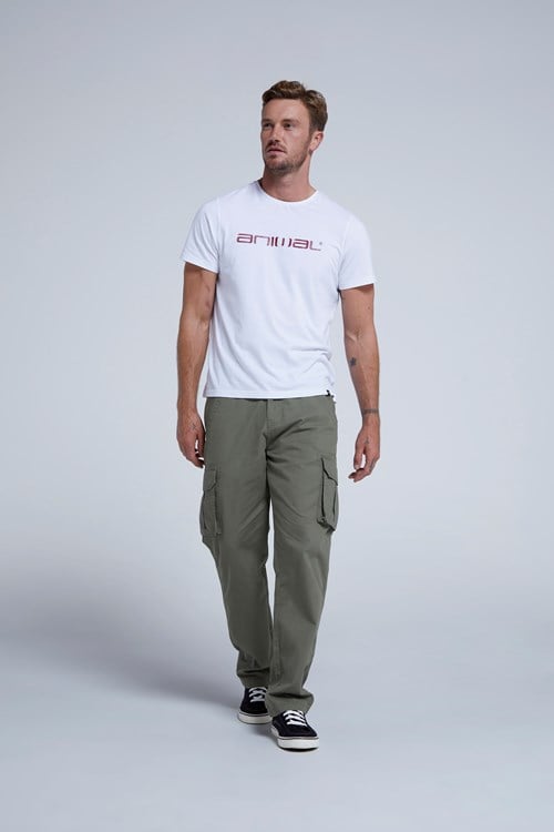Men's Green Stretch-Cotton Twill Cargo Trousers