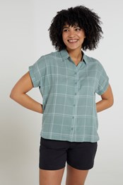 Palm damska luźna koszula w kratę Khaki