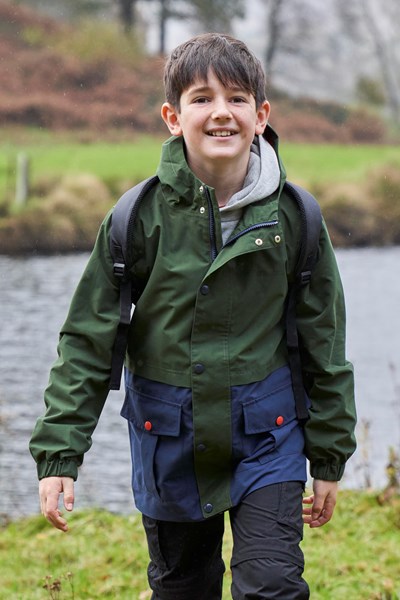 Colourblock Amazon Kids Waterproof Jacket - Green