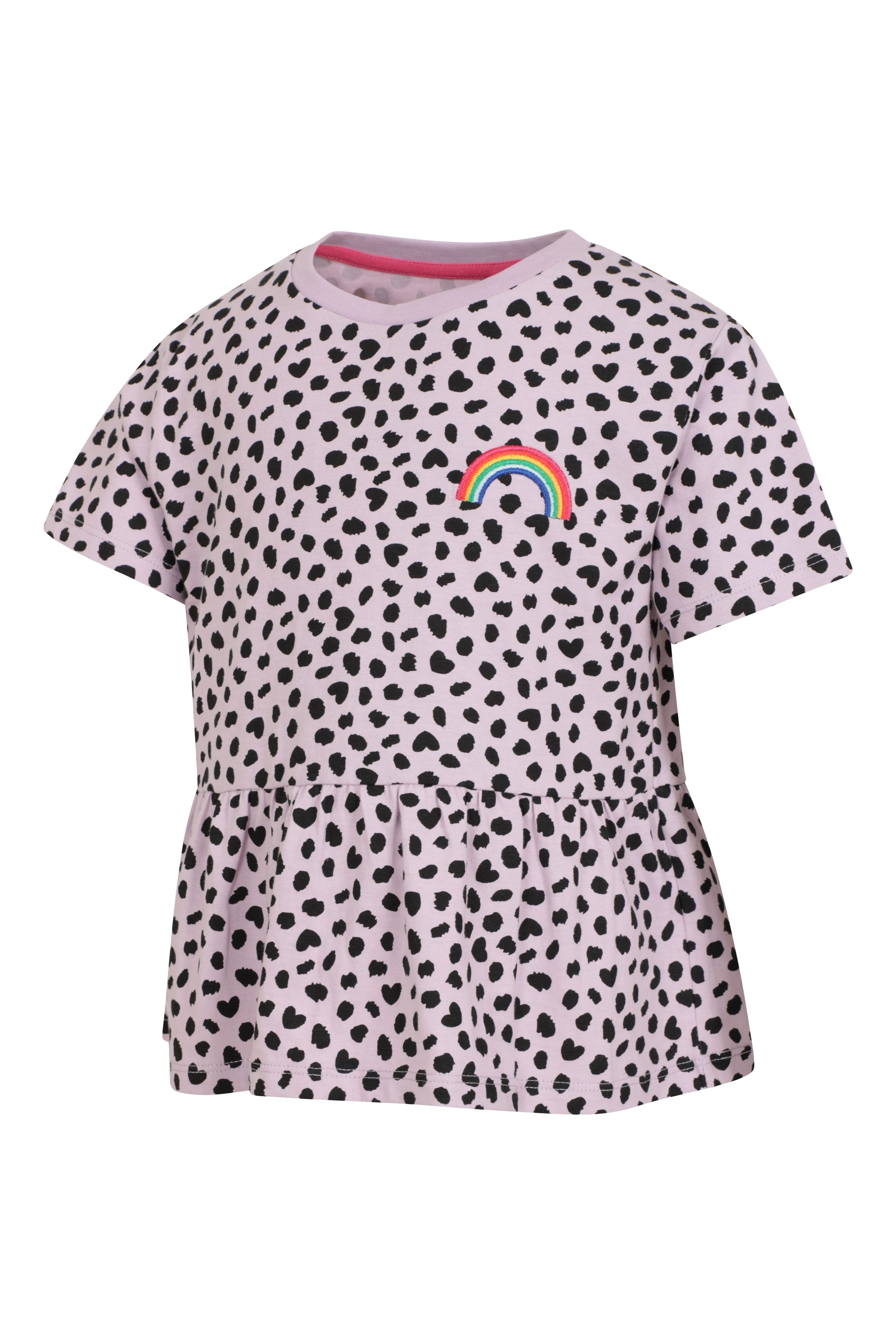 Mountain Warehouse Mountain Warehouse Girls Leopard T-Shirt Ruffle Hem Kids Organic Summer Tee 