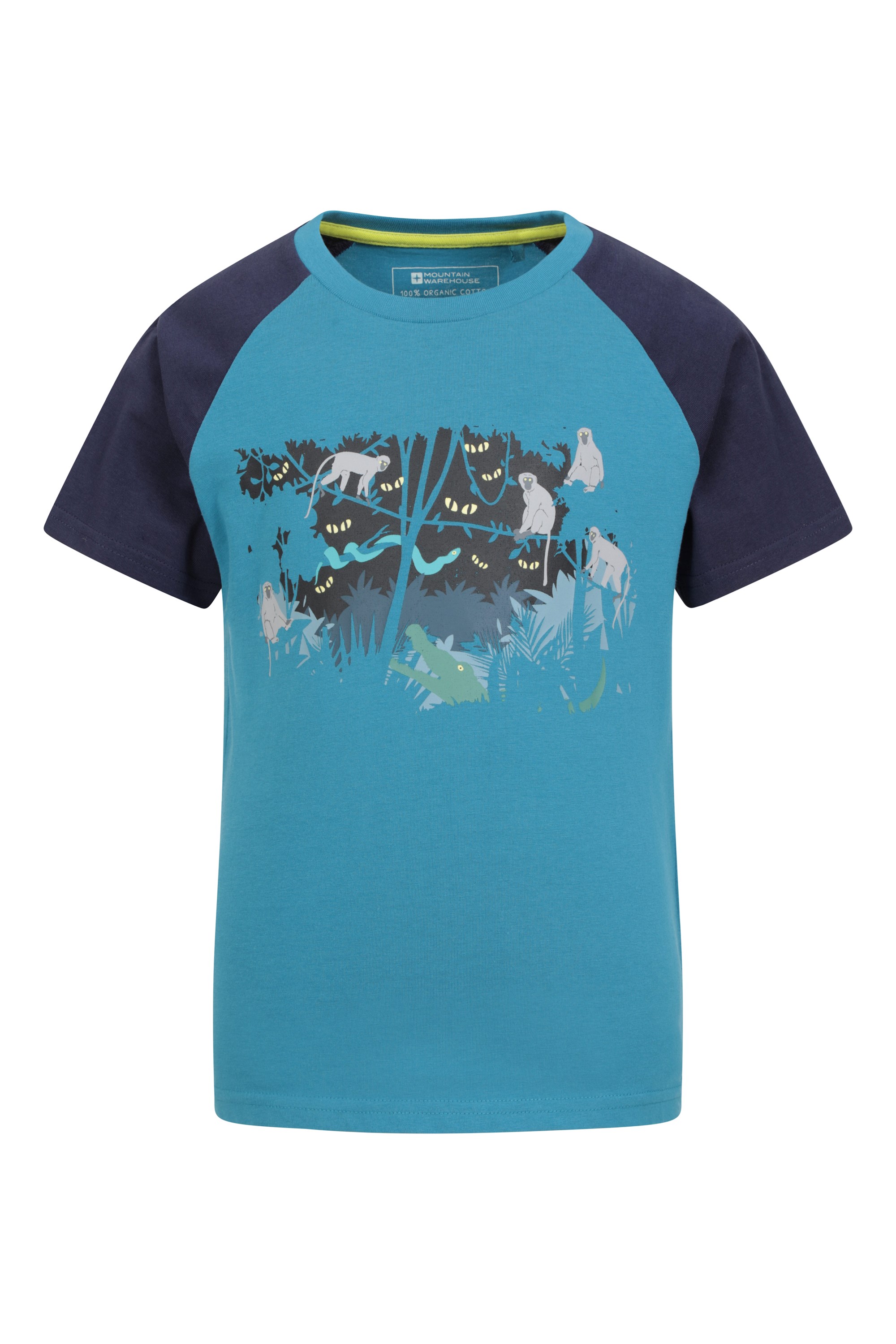 Mountain Warehouse Mountain Warehouse Boys Organic T-Shirt Glow In Dark Dino Kids Mock Sleeve Tee 