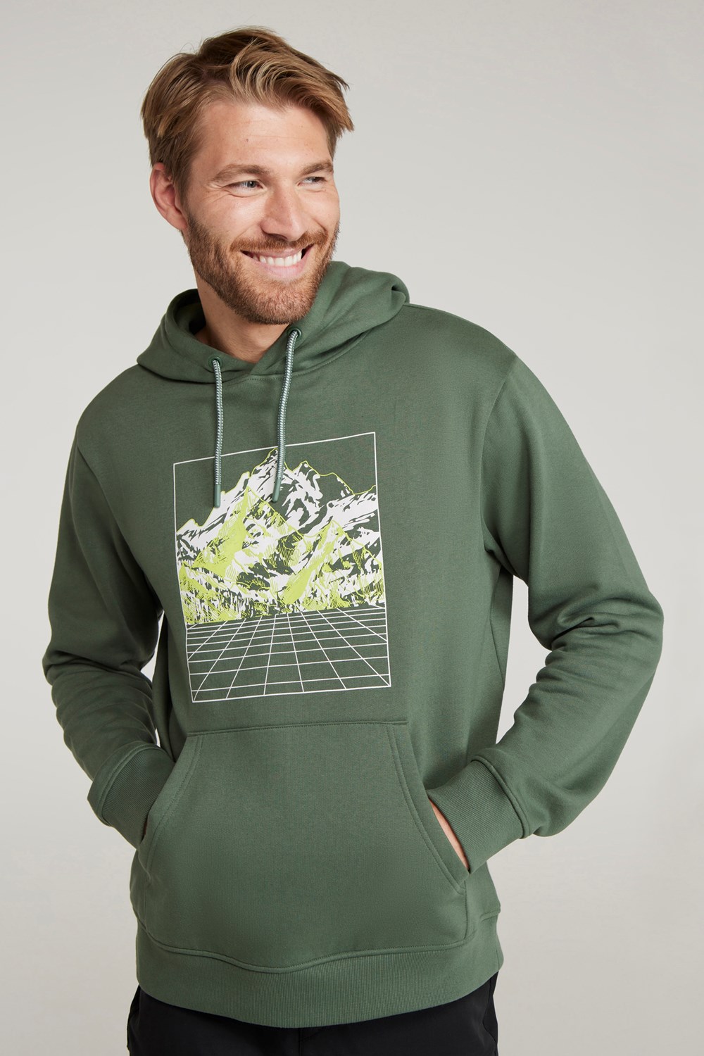 Mountain Warehouse Men's Grid Graphic Hoodie Cotton Casual Warm Indoors Jumper