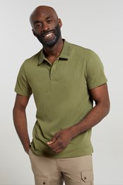 Cordyline Textured Mens Polo Khaki