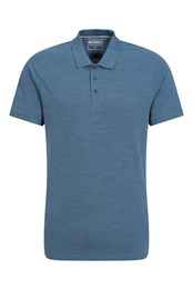 Dawnay Pique Slub Textured Mens Polo Shirt Blue