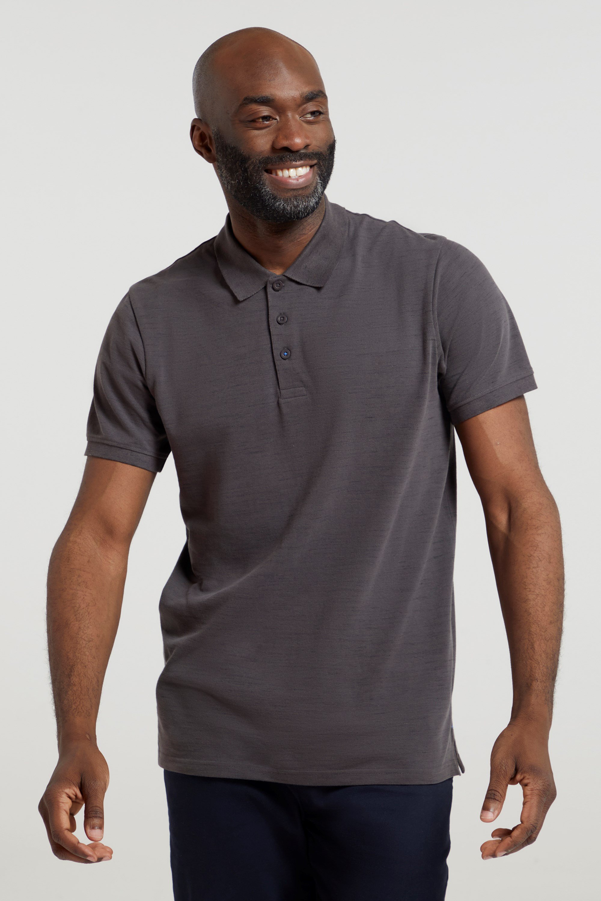 Dawnay Pique Slub Textured Mens Polo Shirt - Grey