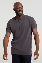 Dawnay Pique Slub Textured Mens Polo Shirt Dark Grey