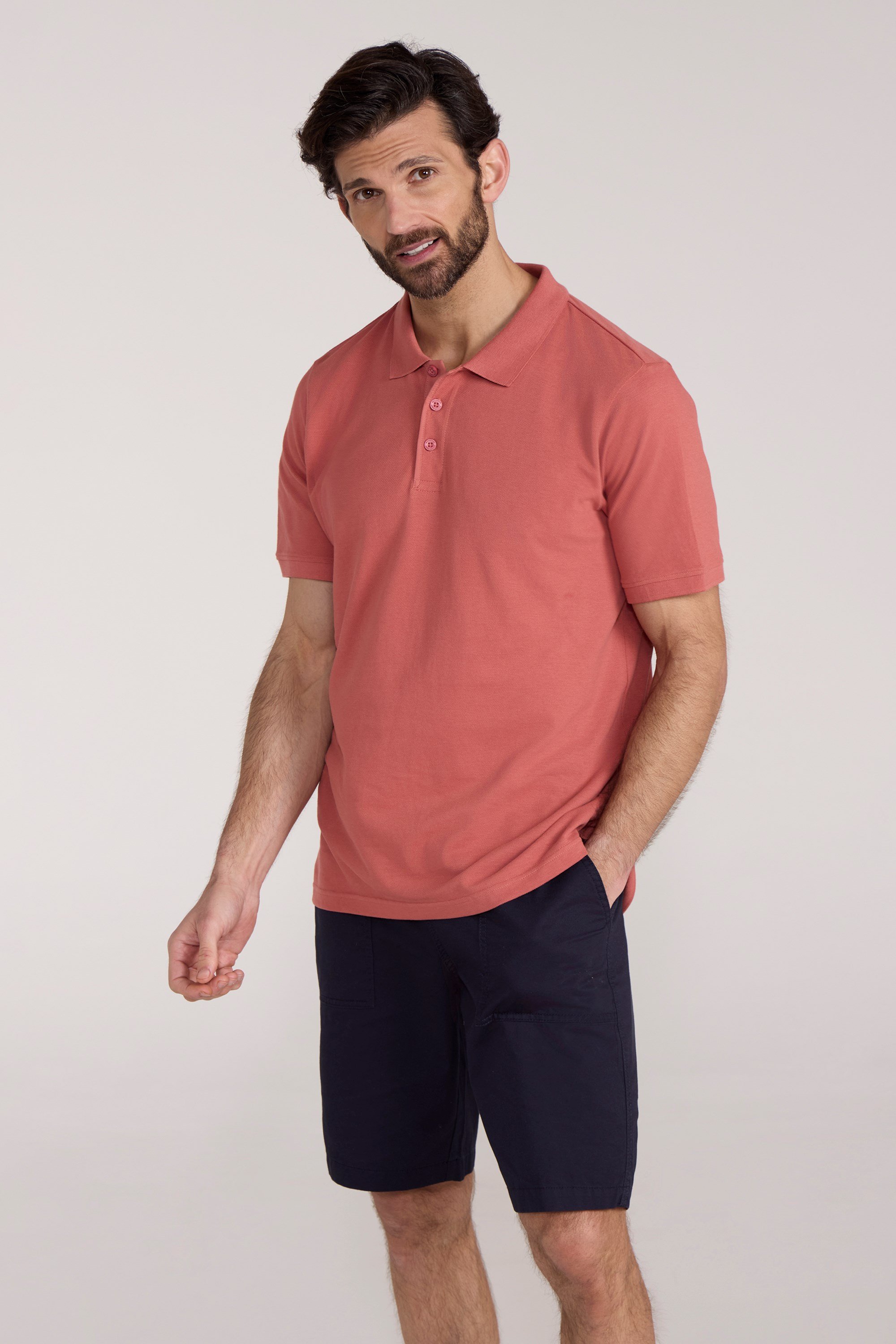 Dawnay Pique Slub Textured Mens Polo Shirt - Orange