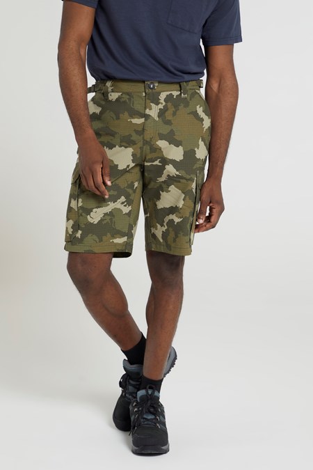 Mountain Warehouse Prospect Mens Ripstop Camo Cargo Shorts - Green | Size W28