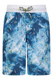 Wave Longer Length Kids Boardshorts Blue