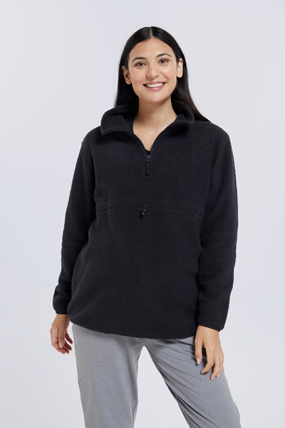 Cosy Sherpa Half-Zip Fleece - Black