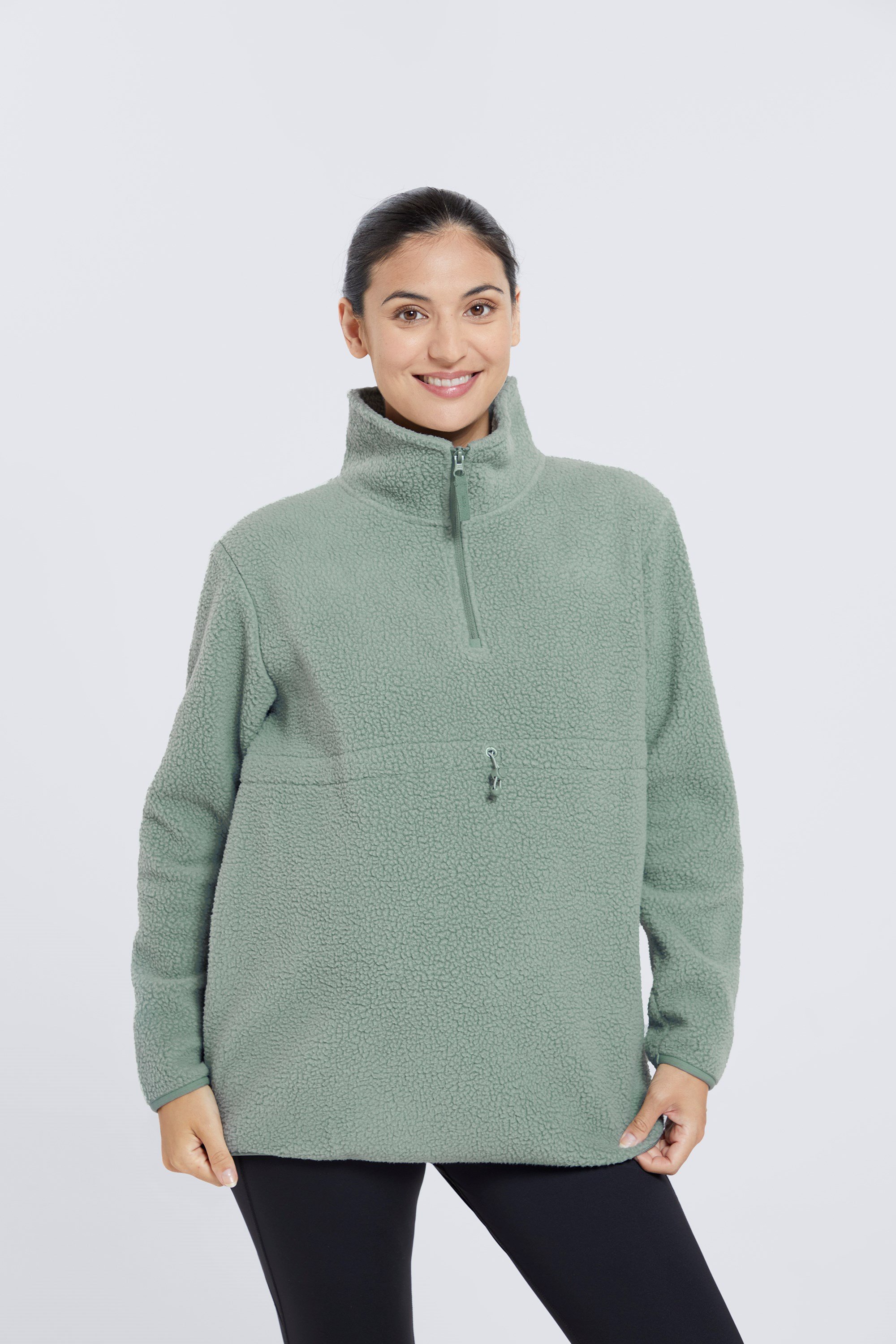 Cosy Maternity Sherpa Half-Zip Fleece - Green