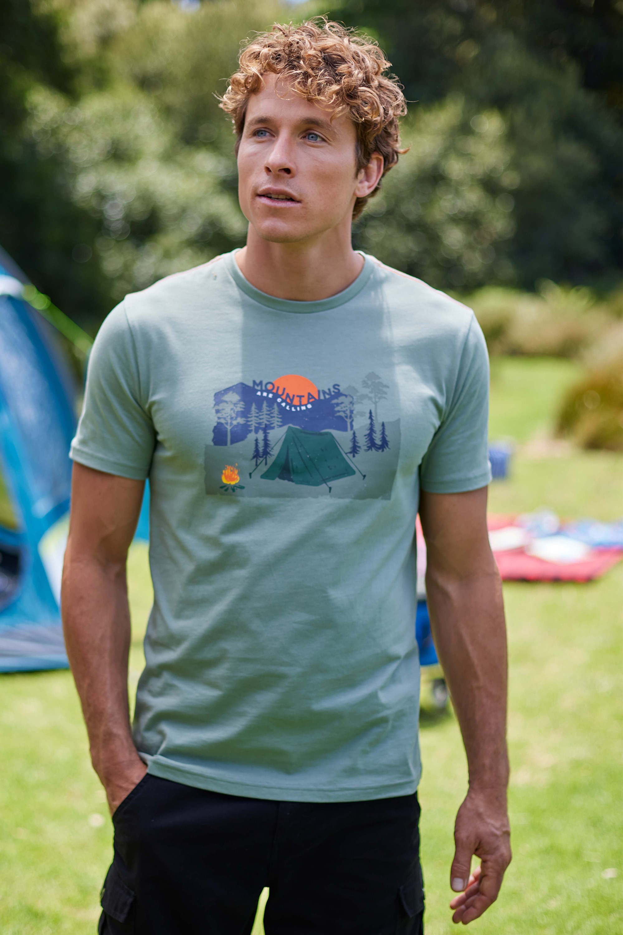 Camping Mens T-Shirt - Green