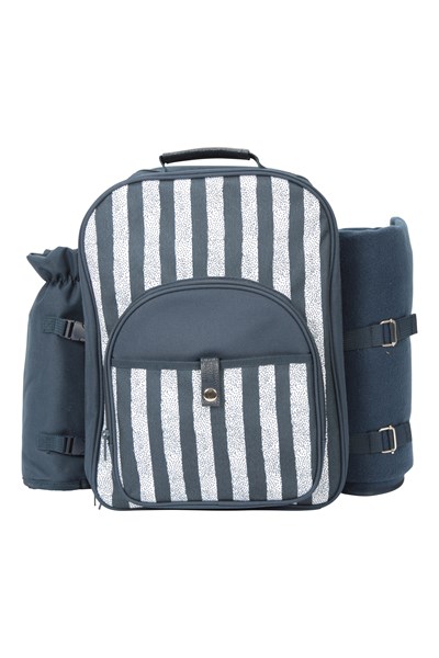 Backpack Cool Bag Picnic Set - Patterned - Navy