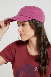 Washed Womens Baseball Cap Dark Pink
