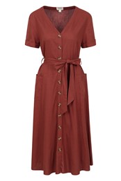Poppy robe-chemise en lin mélangé pour femme Rouille
