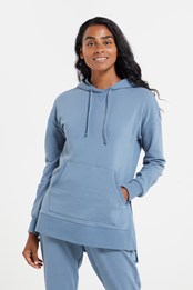 Lounge Soft-Touch Womens Longline Hoodie Blue