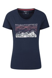 Aurora Mountains Womens Organic T-Shirt Navy