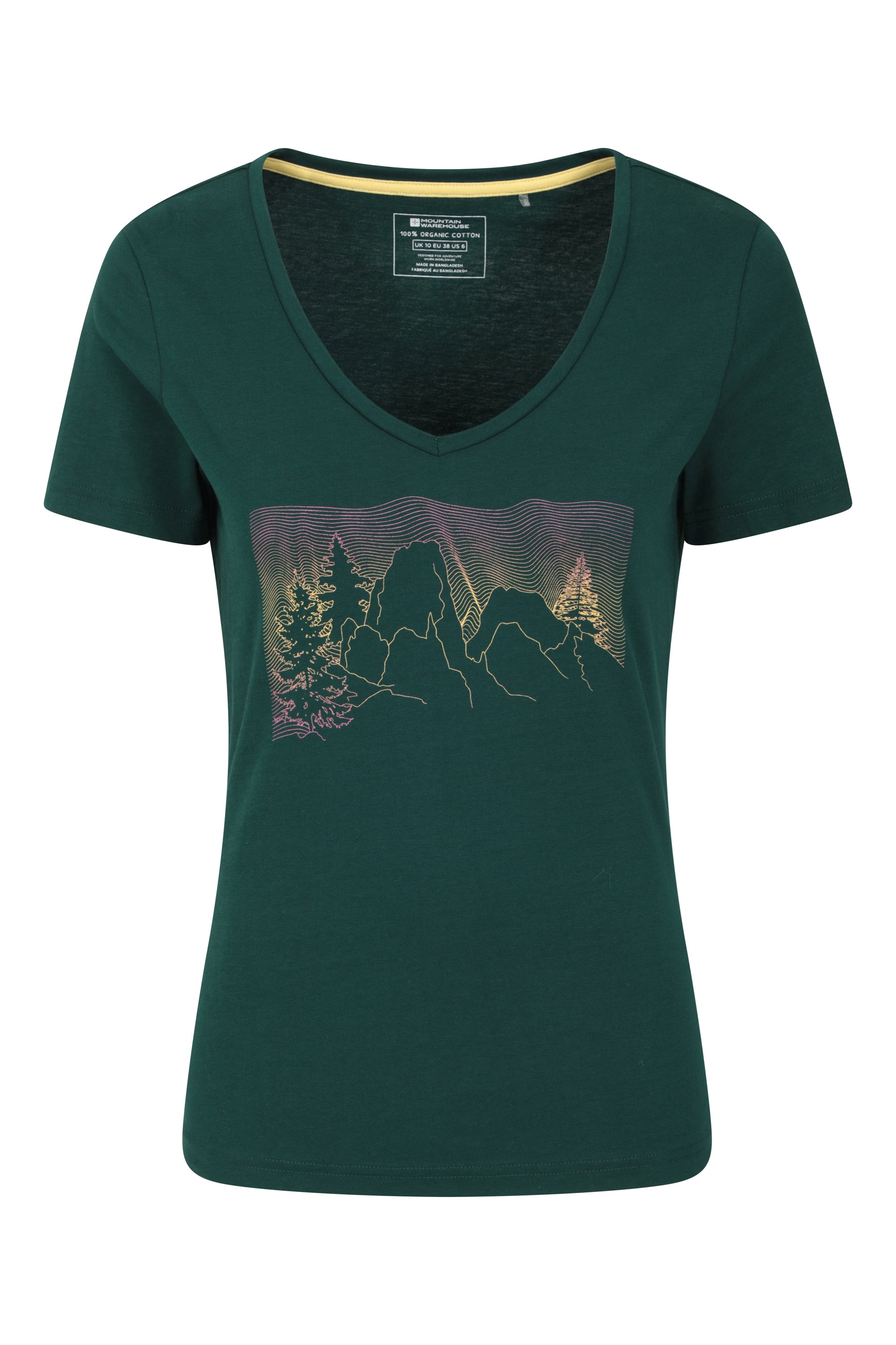 Góry w stylu ombre damska organiczna koszulka - Teal