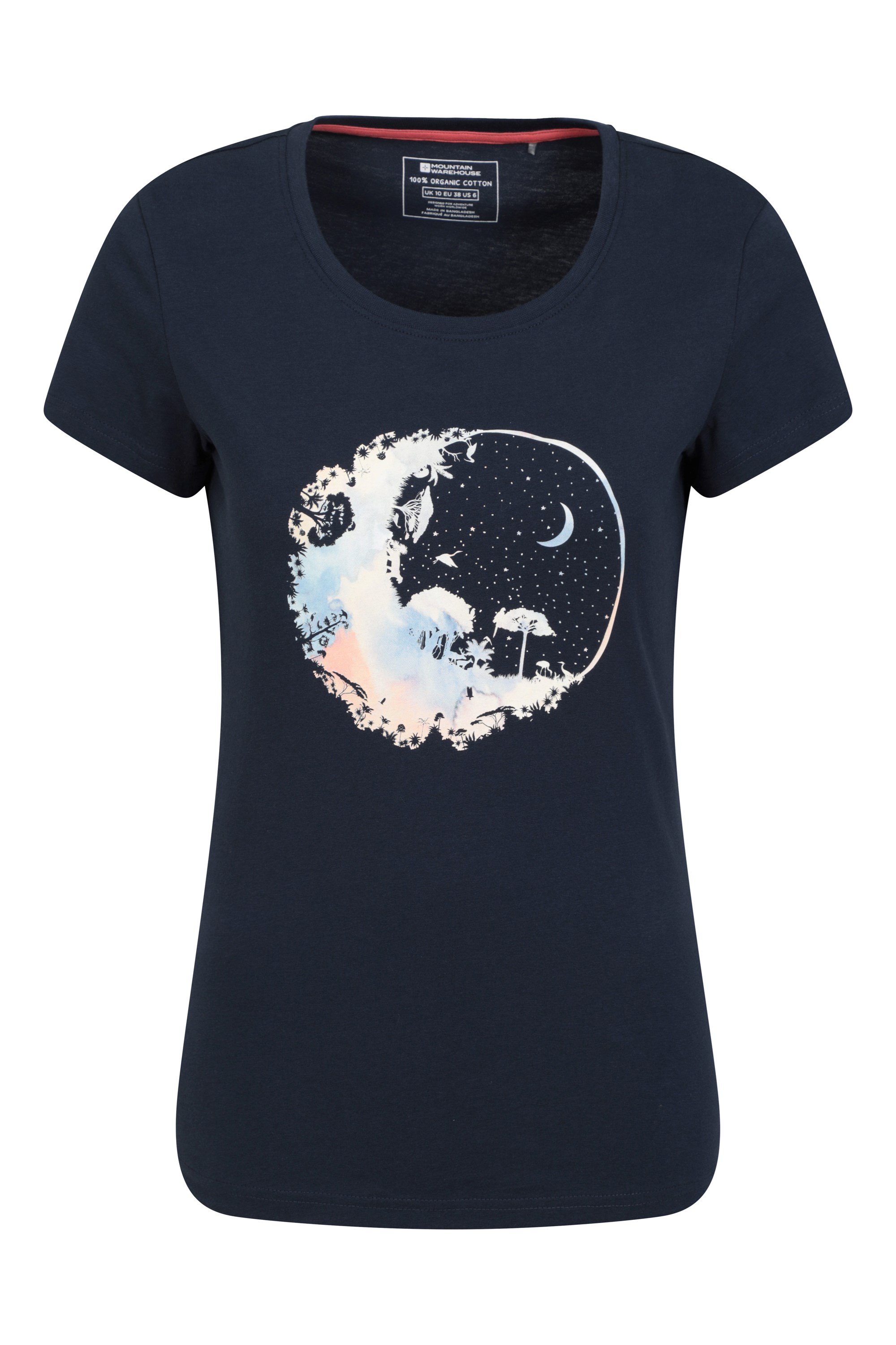 Koszulka organiczna damska — akwarele - Navy