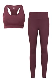 Activewear Blackout biustonosz i legginsy damskie Czerwień burgundzka