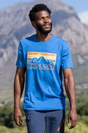 Explore męski T-shirt organiczny Niebieski