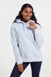 Wander Womens Embroidered Hoodie Light Grey