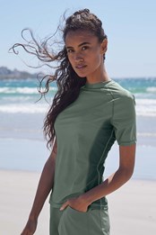 Steve Backshall Ocean Womens Short Sleeve Rash Vest Green