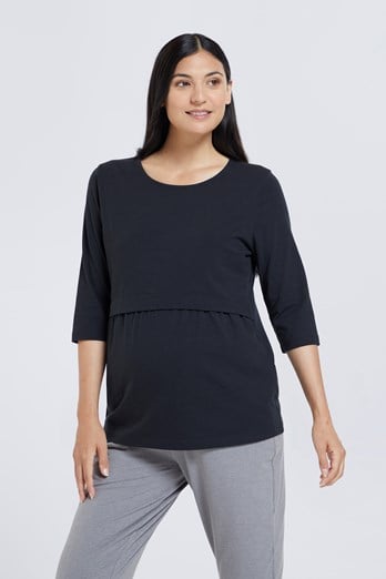 Ekouaer Maternity & Nursing Thermal Underwear Set Striped Knit Long Johns  Set Top & Bottom Base Layer for Pregnant Women