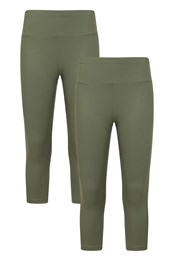 Capri Blackout Damen-Leggings mit hohem Bund, Mehrfachpackung Dunkel Khaki