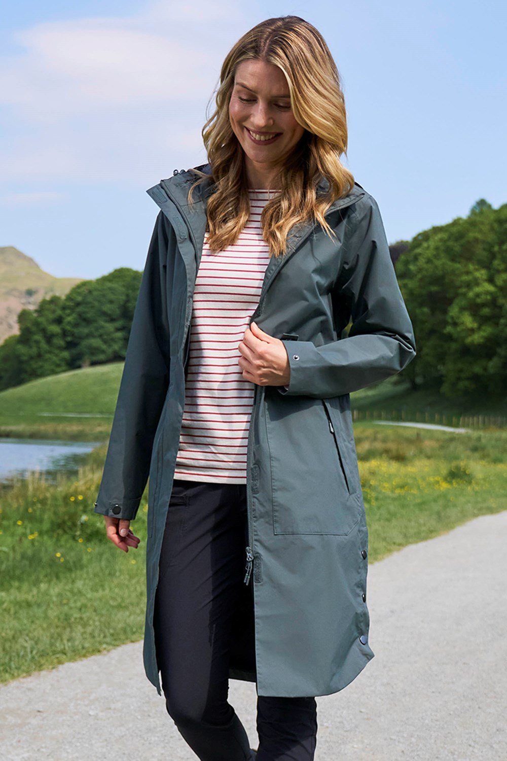 Mountain Warehouse Women's Hannah Waterproof Mac Jacket Ladies Long Hooded Coat