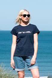 T-shirt Coton Biologique Logo Femme Marina Bleu Marine