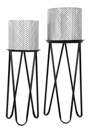 Metal Planters With Stands 2-Pack Grey
