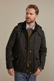 Darlington chaqueta con capucha de algodón encerado para hombre Caqui