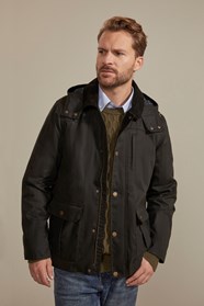 Darlington Mens Waxed Cotton Hooded Jacket Mountain Warehouse GB