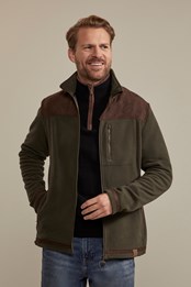 Worthing Mens Panelled Full Zip Fleece Khaki