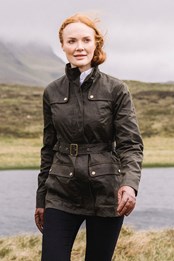 Glencoe Womens Waxed Belted Jacket Khaki