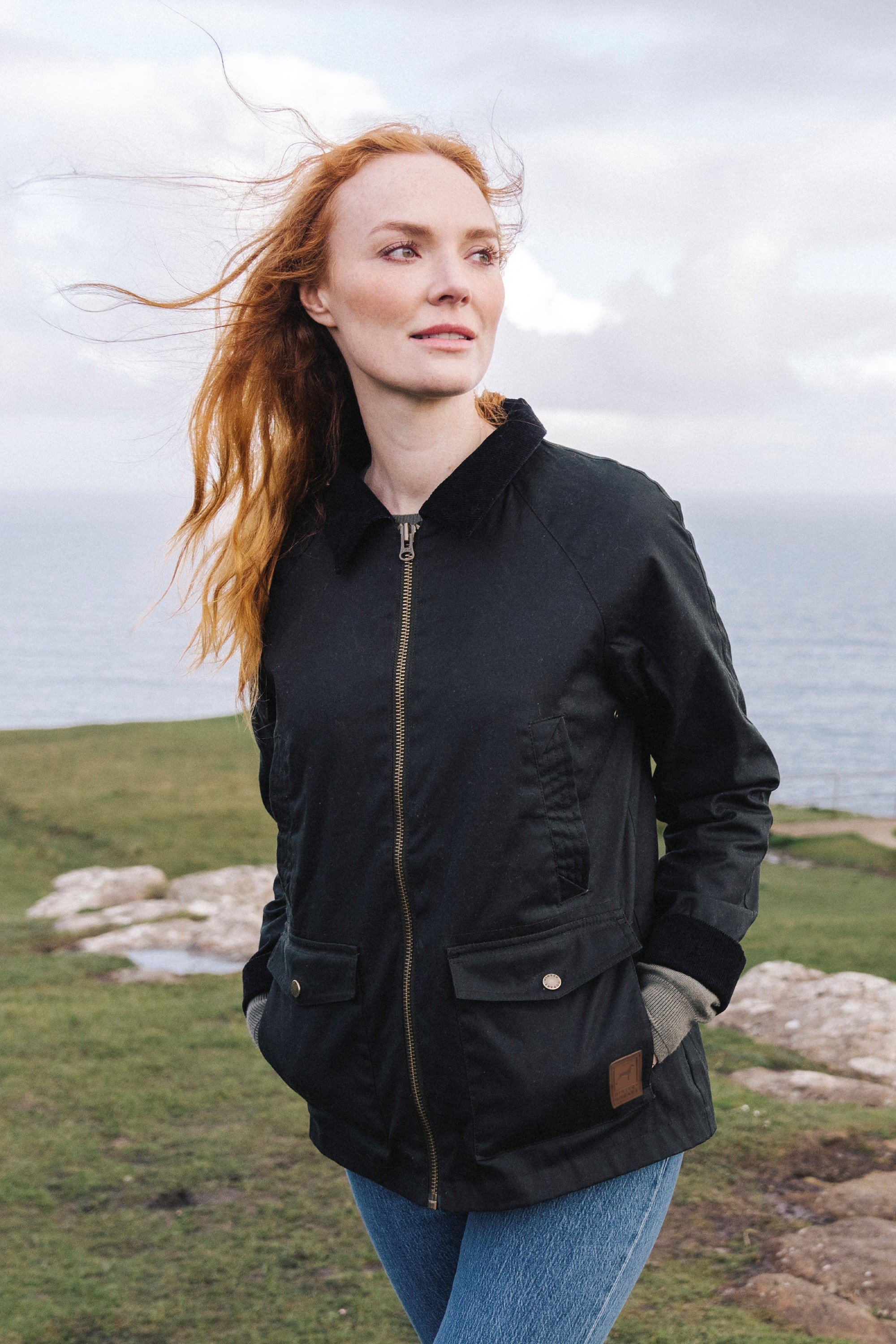 Exmoor Womens Waxed Cotton Short Jacket - Black