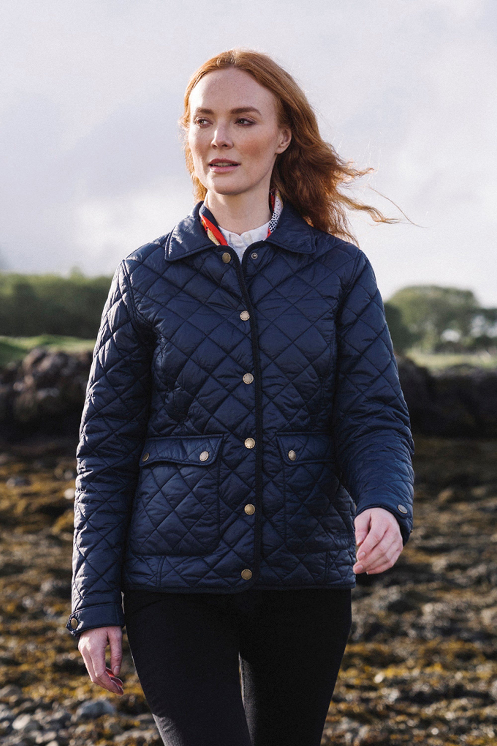 Harlow Womens Short Quilted Jacket - Navy