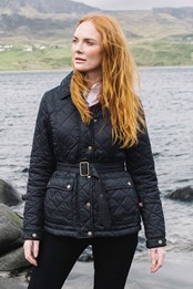 Galloway Womens Belted Quilted Jacket Black
